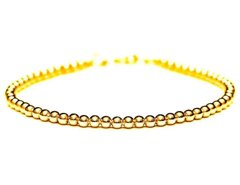 beaded bangle bracelet for women-14k Gold Bead Bracelet - 3mm - Women and Men’s Bracelet