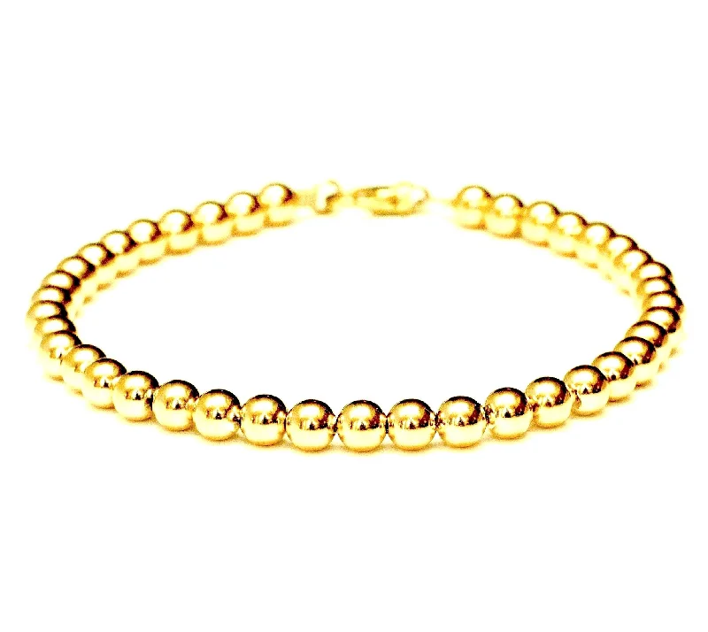 gemstone charm bracelet with adjustable fit-18k Gold Bead Bracelet - Women and Men's Bracelet - 6mm