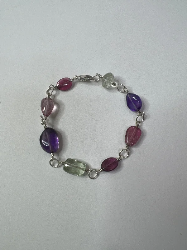 chic gemstone charm bracelet for men-Bracelet Sterling Silver Cmb