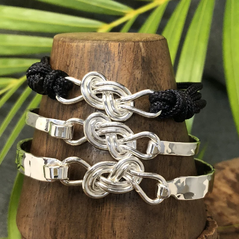 personalized stone bracelet for men-Double Infinity Sterling Silver Latch Bracelet