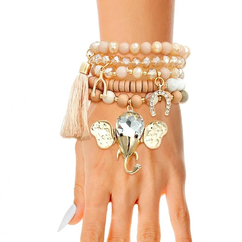 crystal charm bracelet for kids-Earthy Beaded Bracelets: Fashion's Charming Earthly Statement