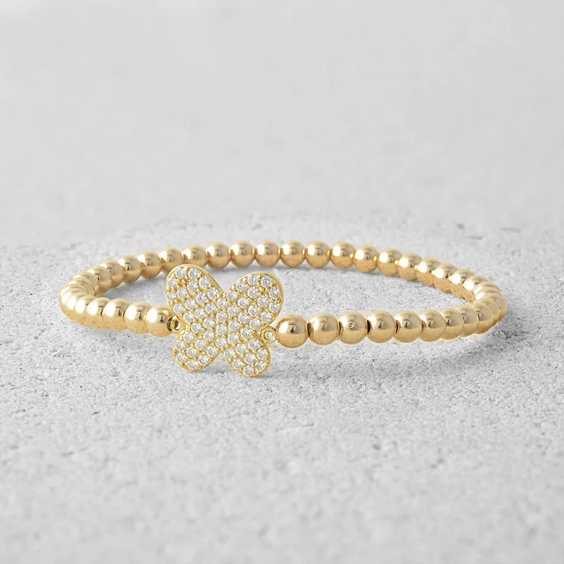 gold plated stretch bracelet-Eleanor Butterfly Bracelet