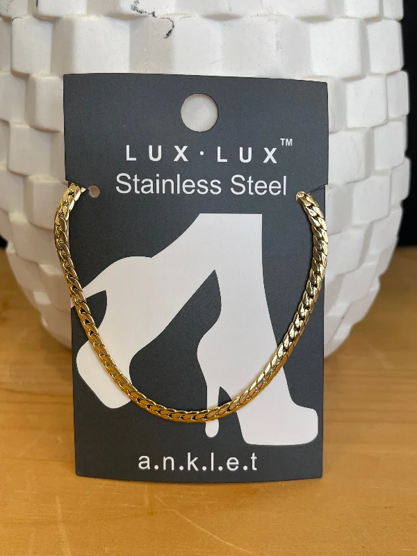 handmade rope bracelet with metal clasp-Lux Gold Ankle Bracelet