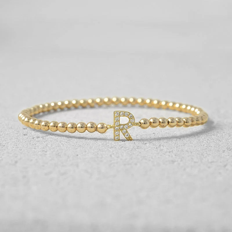 stylish gold leather bracelet-Initials Bracelet