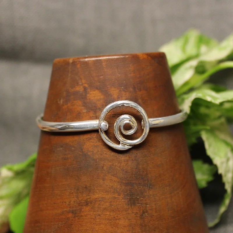 stacked leather bracelet with metal charms-Spiral Sterling Silver Child Bracelet