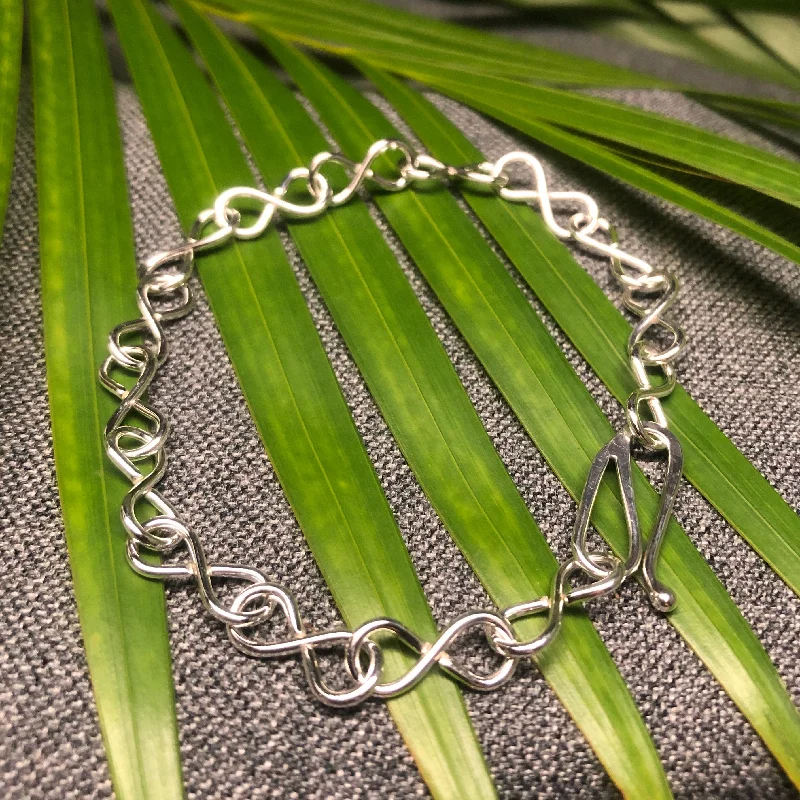 luxury gemstone wrap bracelet-Sterling Silver Infinity Anklet