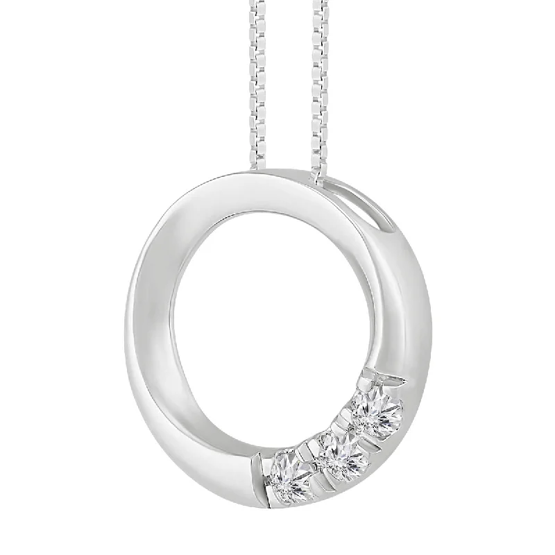 men’s silver infinity pendant necklace-1/10 CTW Diamond Circle 18-inch Pendant in Sterling Silver