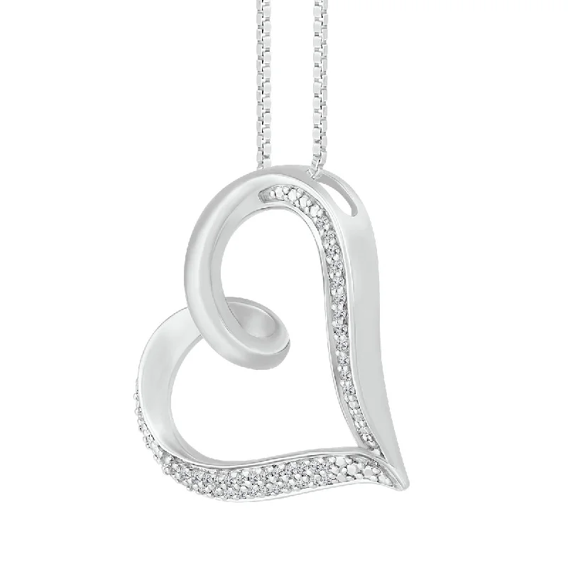 rose gold pendant with gemstone-1/10 CTW Diamond Heart 18-inch Pendant in Sterling Silver