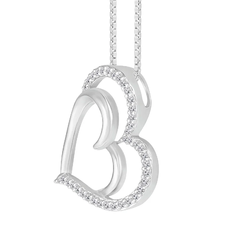 personalized pendant necklace for girlfriend-1/10 CTW Diamond Heart 18-inch Pendant in Sterling Silver