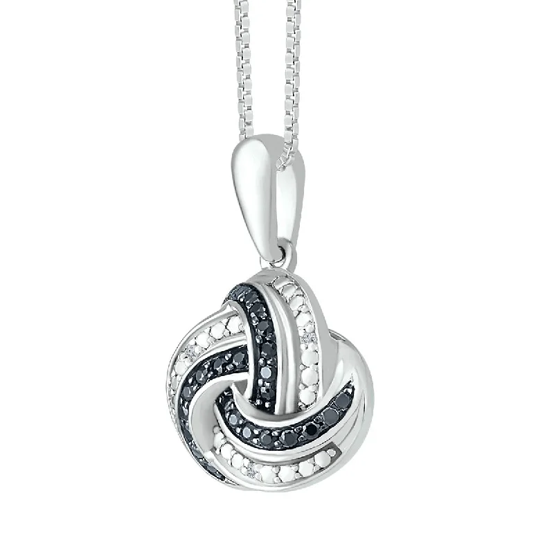 personalized crystal heart necklace for women-1/10 CTW Diamond Knot 18-inch Pendant in Sterling Silver