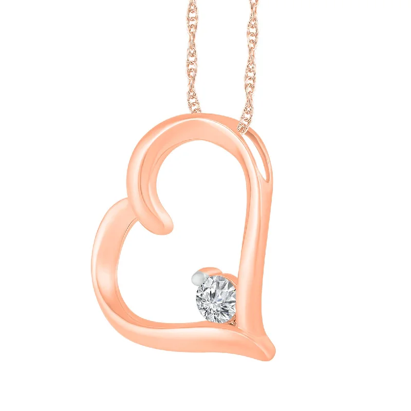 custom name pendant for boyfriend-1/15 CTW Diamond Heart 18-inch Pendant in 10KT Rose Gold