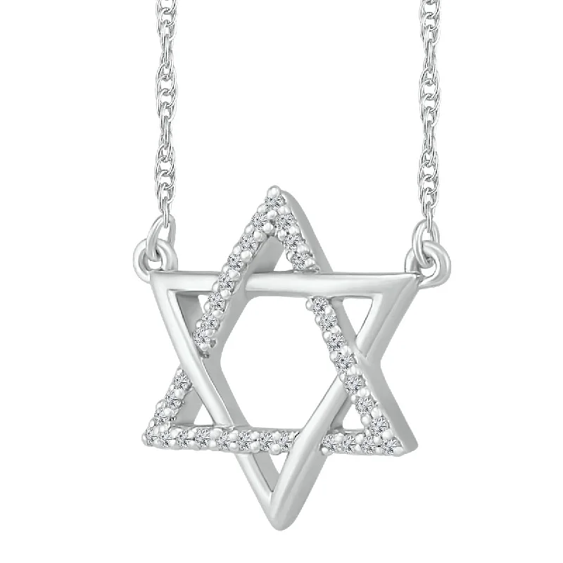 handmade gemstone pendant necklace-1/15 CTW Diamond Star Of David 18-inch Pendant in Sterling Silver