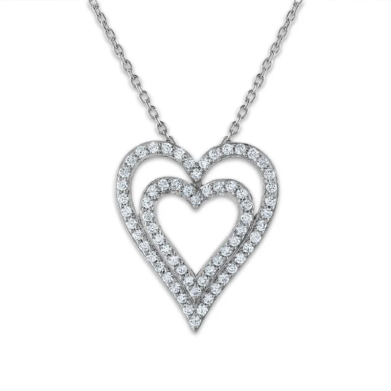 personalized photo pendant necklace-1/2 CTW Diamond Heart 18-inch Pendant in 10KT White Gold