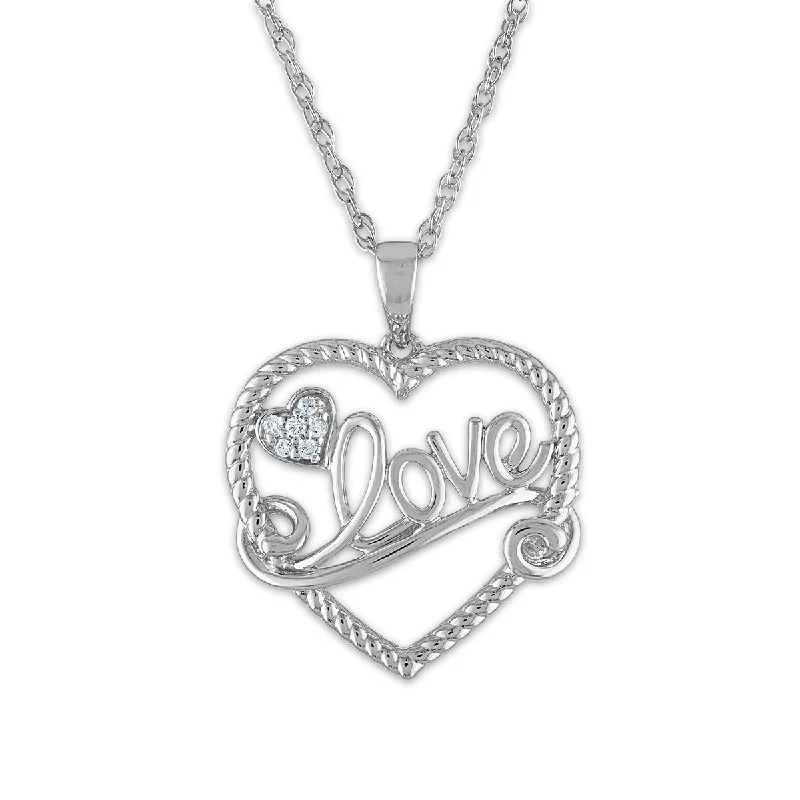 large round pendant necklace-1/30 CTW Diamond Heart 18-inch Pendant in Sterling Silver