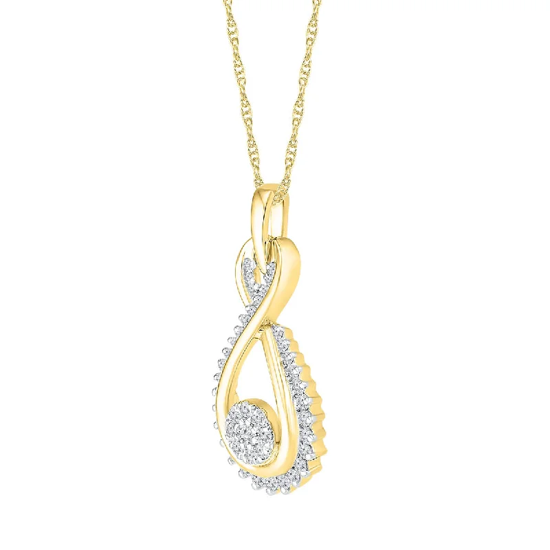 crystal pendant charm necklace for girls-1/4 CTW Diamond Fashion 18-inch Pendant in 10KT Yellow Gold