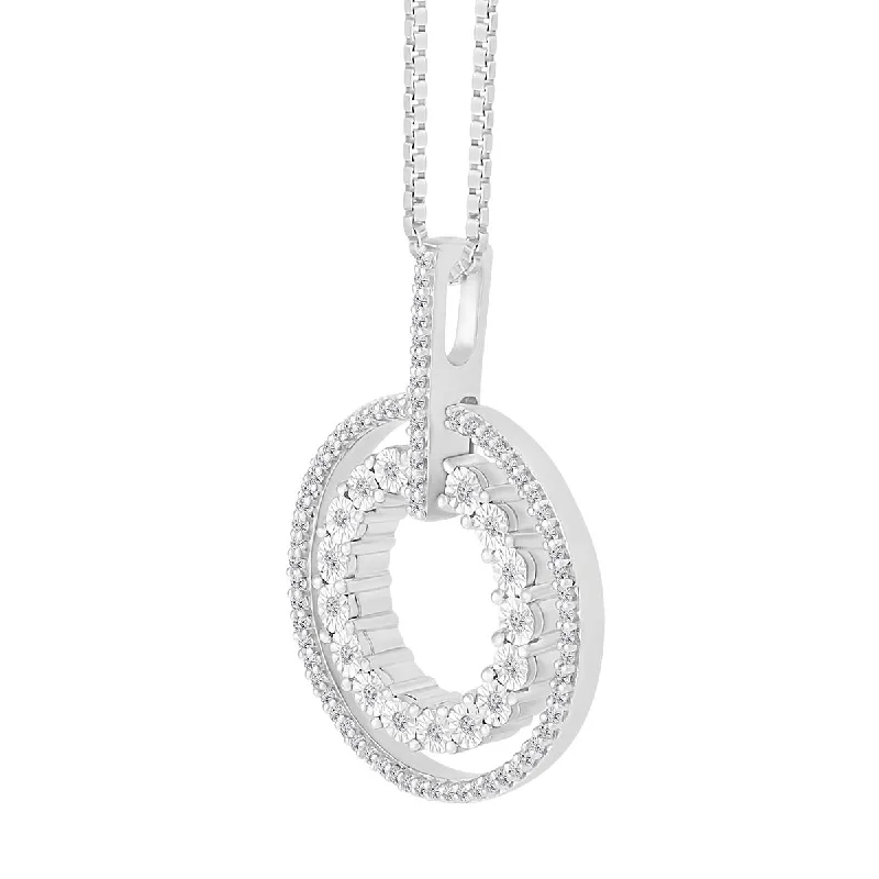 women’s delicate star pendant necklace-1/5 CTW Diamond Circle 18-inch Pendant in Sterling Silver