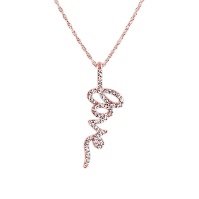 personalized name plate necklace with engraving-1/5 CTW Diamond Fashion Love 18-inch Pendant in 10KT Rose Gold