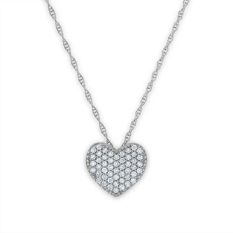 handmade heart-shaped pendant necklace-1/5 CTW Diamond Heart 18-inch Pendant in 10KT White Gold