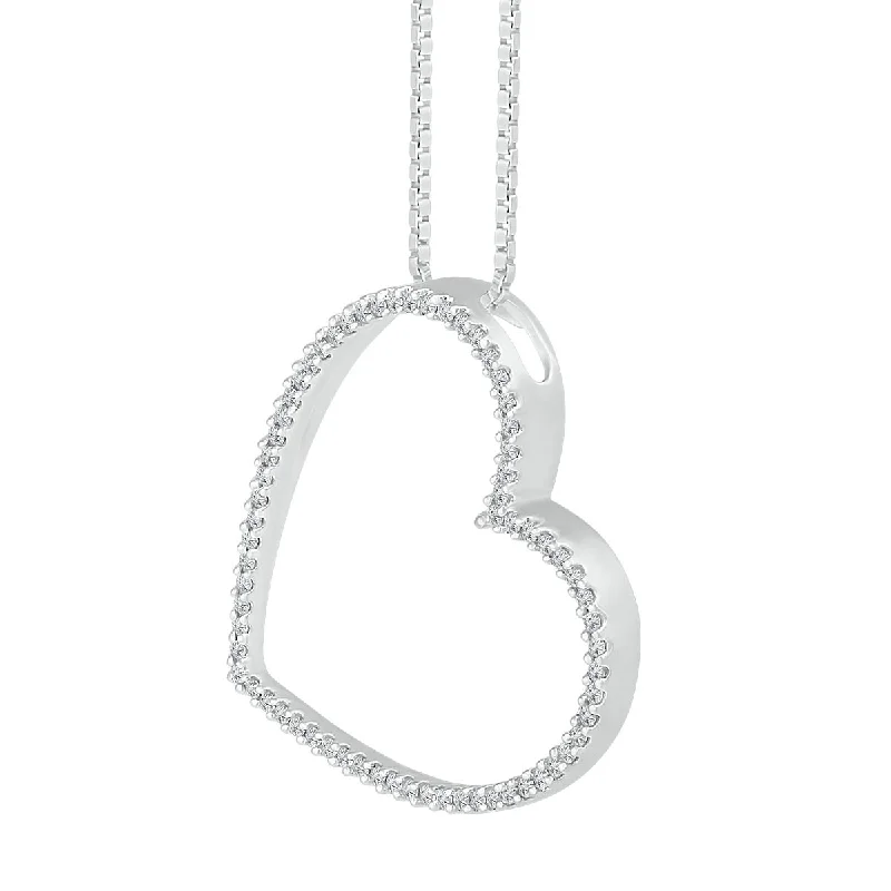 custom infinity pendant necklace for women-1/5 CTW Diamond Heart 18-inch Pendant in Sterling Silver