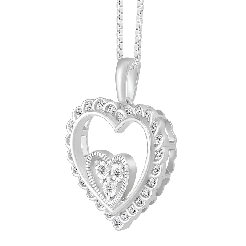 custom pendant necklace for him with initials-1/5 CTW Diamond Heart 18-inch Pendant in Sterling Silver