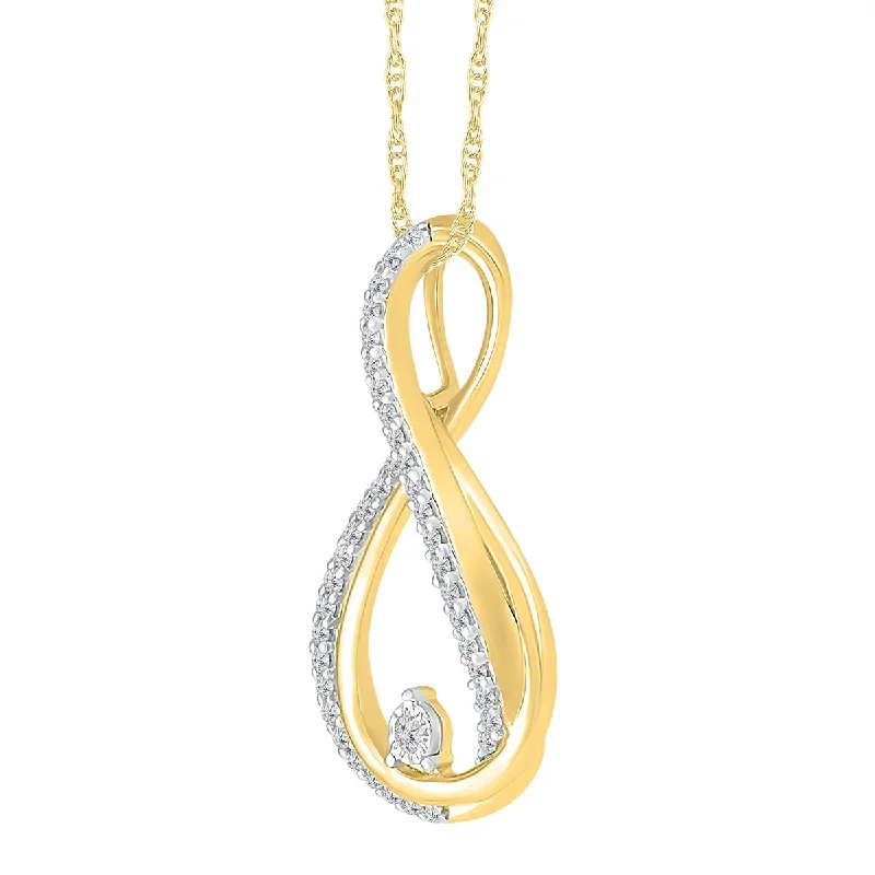 zodiac sign pendant necklace for kids-1/6 CTW Diamond Infinity 18-inch Pendant in 10KT Yellow Gold