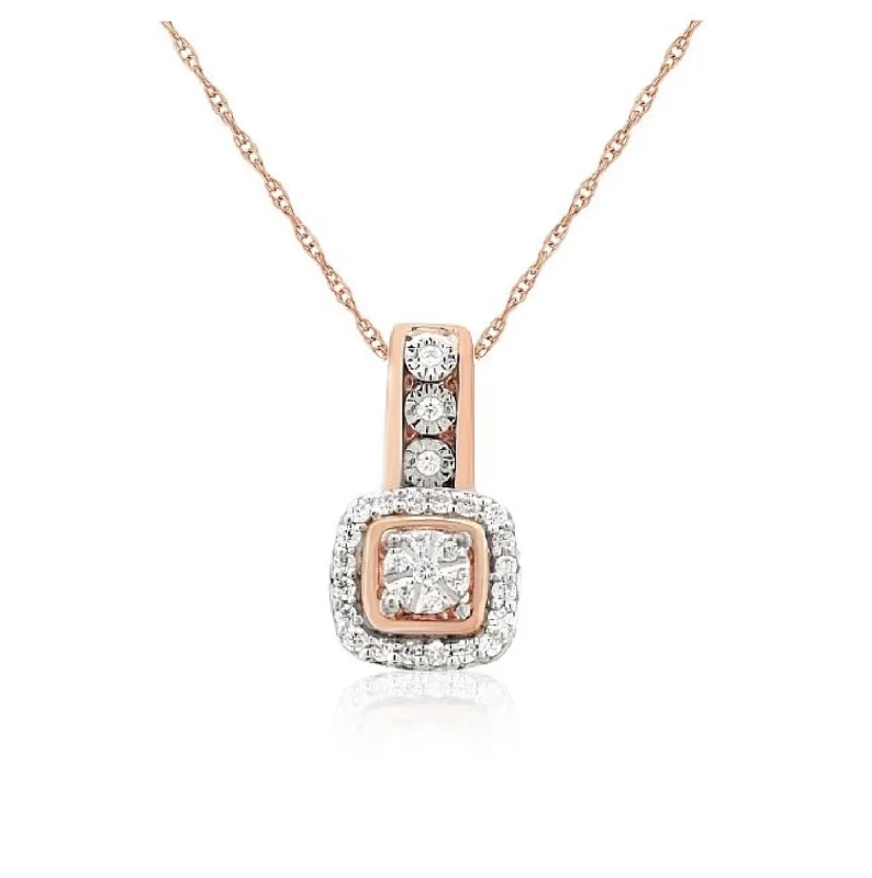 engraved circle pendant necklace for mom-1/7 CTW Diamond Fashion 18-inch Pendant in 10KT Rose Gold