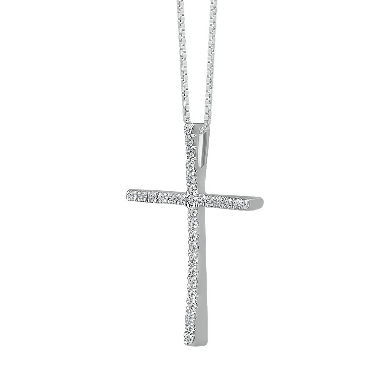 silver pendant necklace with engraving for her-1/8 CTW Diamond Cross 18-inch Pendant in Sterling Silver