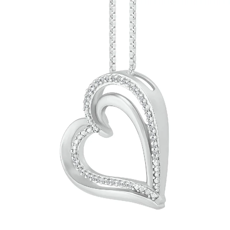 sterling silver charm pendant necklace with birthstone-1/8 CTW Diamond Heart 18-inch Pendant in Sterling Silver