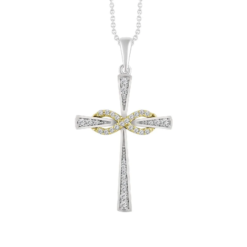 dainty heart-shaped necklace with gemstone-10KT White and Yellow Gold 1/4 CTW Diamond 34X19MM 18-inch Infinity Cross Pendant