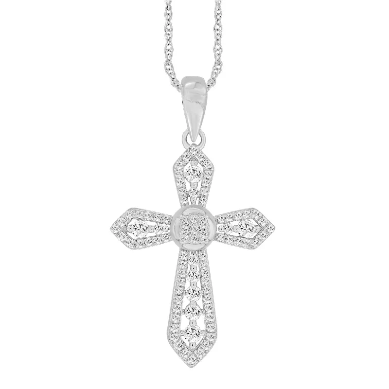 unique pendant necklace for women-10KT Gold 1/3 CTW Diamond Cross Pendant