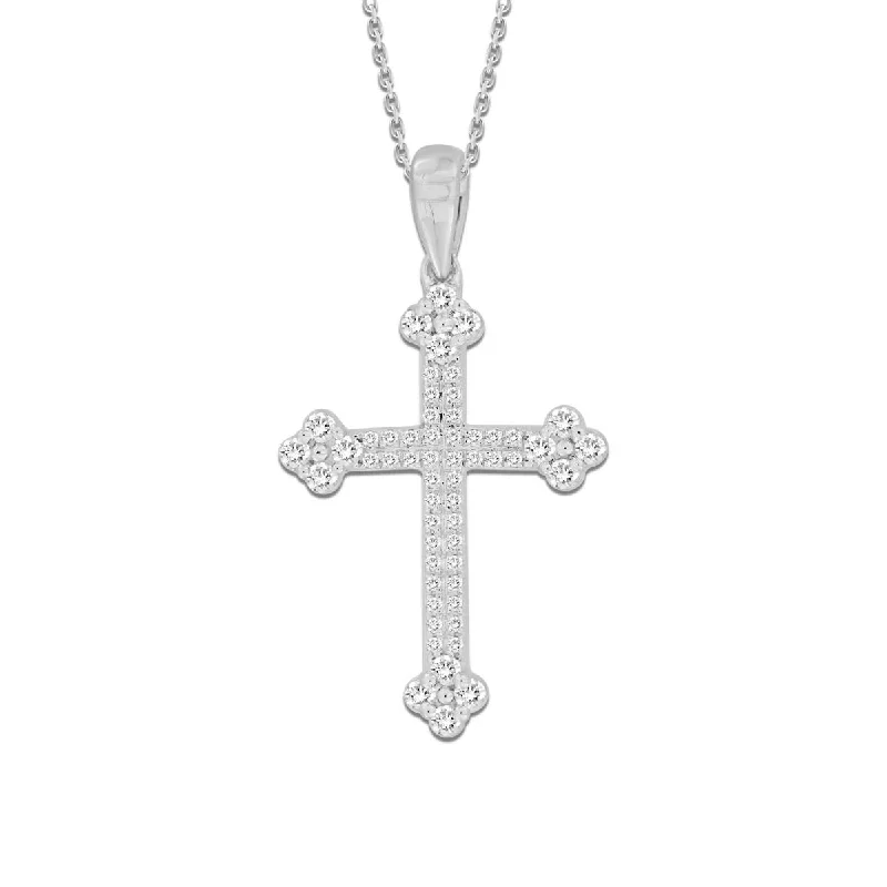 custom engraved moon necklace for women-10KT White Gold 1/3 CTW Diamond 37X15MM 18-inch Cross Pendant