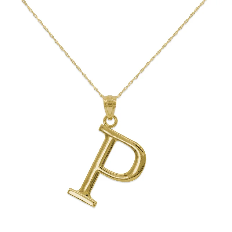 unique pendant necklace for women-10KT Yellow Gold 18-inch 30MM Initial Pendant; Initial P