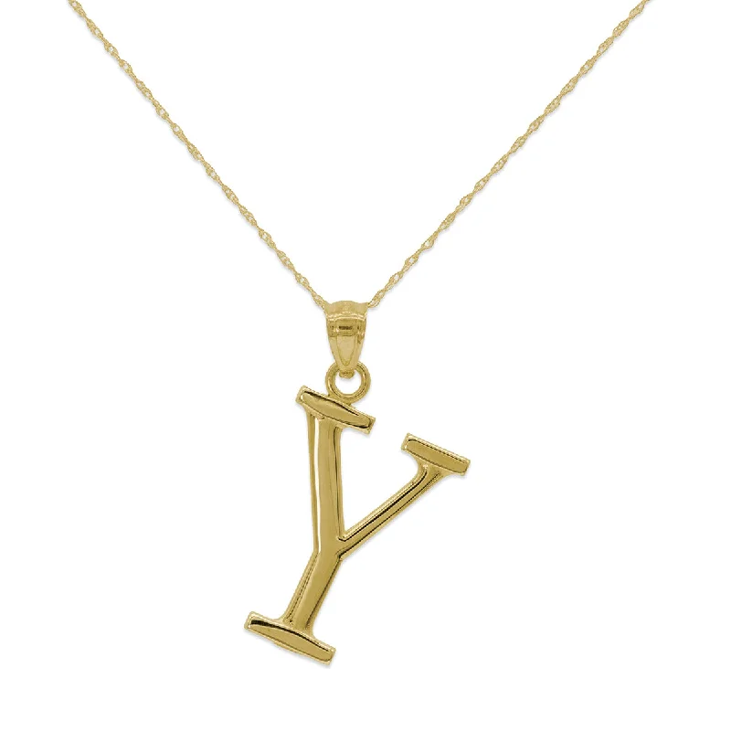 custom infinity bar necklace-10KT Yellow Gold 18-inch 30MM Initial Pendant; Initial Y