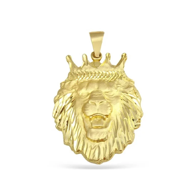 long silver chain necklace with pendant-10KT Gold Lion Head Pendant