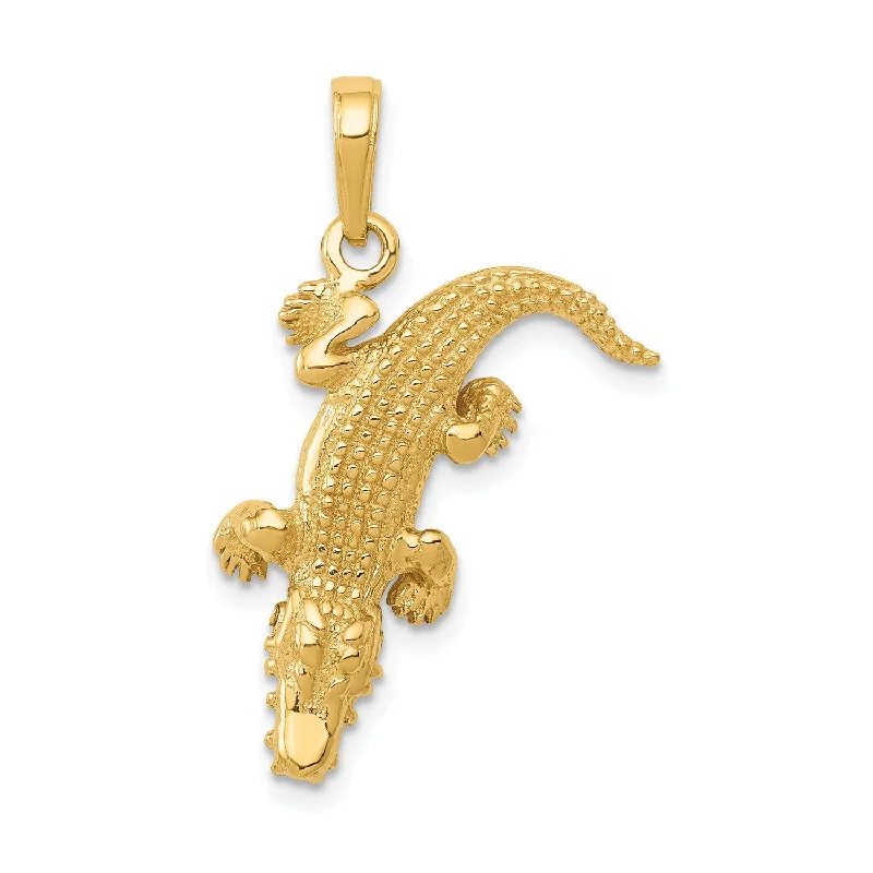 gold nameplate necklace for mom-14k Moveable Alligator Pendant