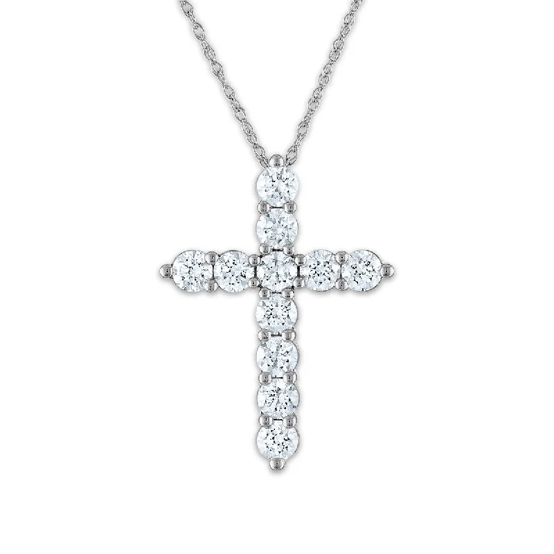 vintage coin pendant necklace-14KT White Gold 2 CTW Diamond 29X21MM 18-inch Cross Pendant