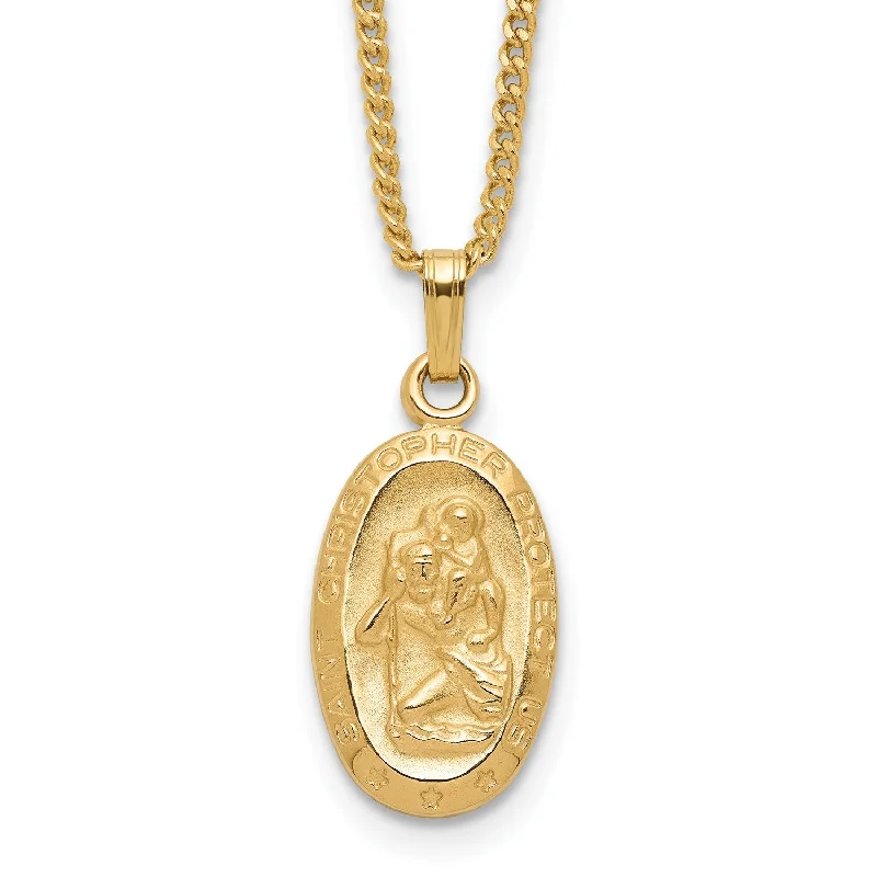 long gold pendant necklace for women-18in Gold-plated Kelly Waters Small Oval St. Christopher Medal Pendant