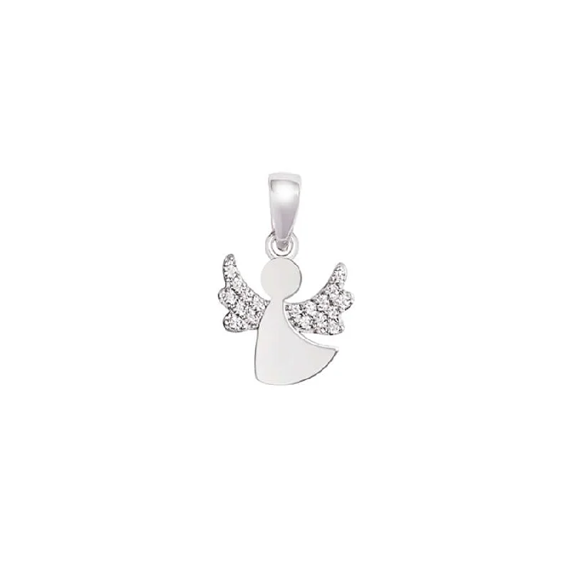 silver necklace with birthstone pendant-ANGEL - PENDANT - SILVER