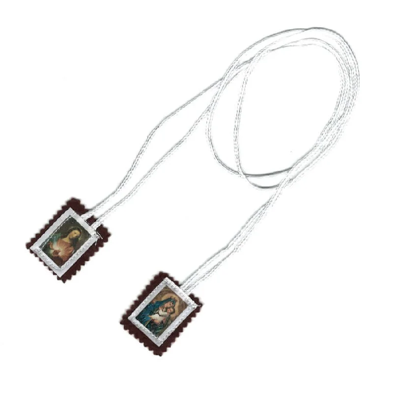 crystal pendant necklace for girlfriend-BROWN SCAPULAR - CORD