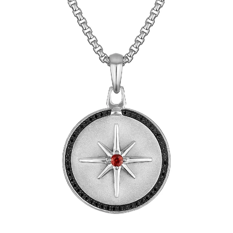 silver charm necklace with gemstone-Bulova Marc Anthony Collection Sterling Silver and 1/4 CTW Diamond 26-inch Pendant