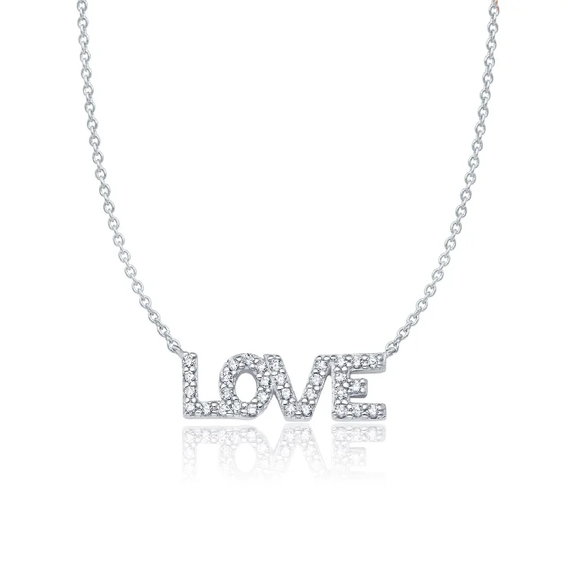 gold personalized family name necklace-Crislu Platinum Plated Sterling Silver Cubic Zirconia 18-inch Pendant