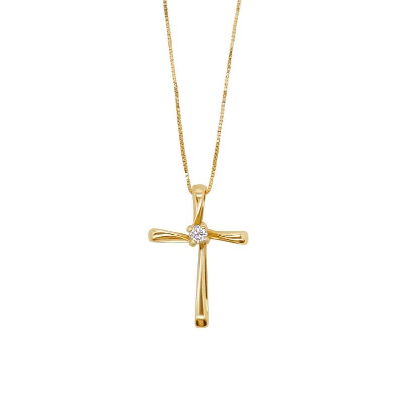 customized bar pendant necklace for men-CROSS DIAMOND NECKLACE - GOLD