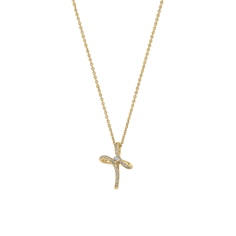 custom engraved heart necklace for men-CROSS NECKLACE - DIAMONDS AND GOLD