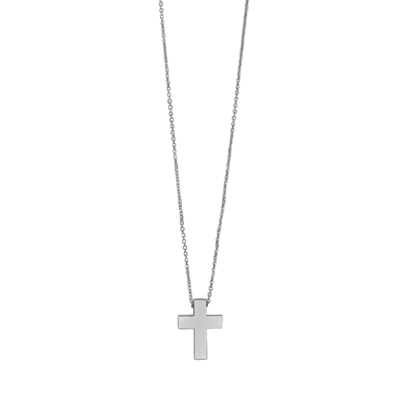 dainty gold bar necklace for women-CROSS NECKLACE - WHITE GOLD