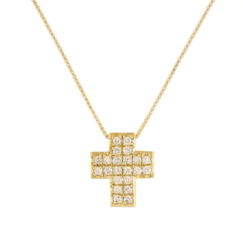 silver star pendant necklace for anniversaries-CROSS WITH DIAMOND - NECKLACE - GOLD