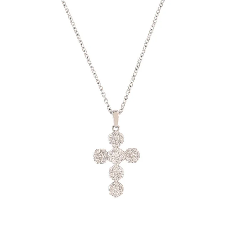 custom pendant necklace for girlfriend with message-CROSS WITH DIAMOND - NECKLACE - WHITE GOLD