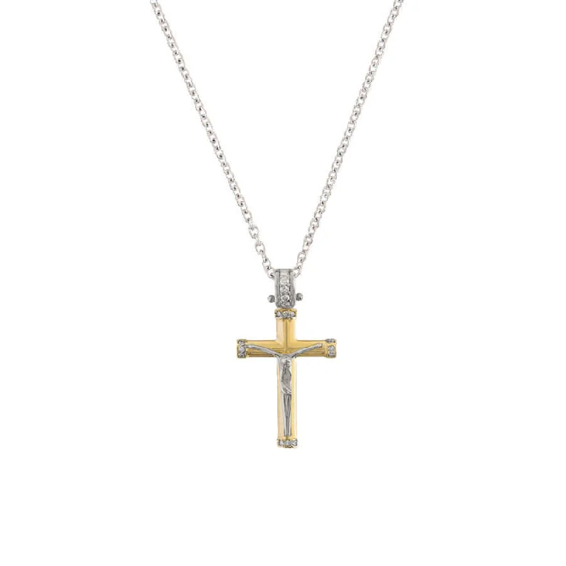 dainty heart-shaped necklace with gemstone-DIAMOND CRUCIFIX - NECKLACE - GOLD