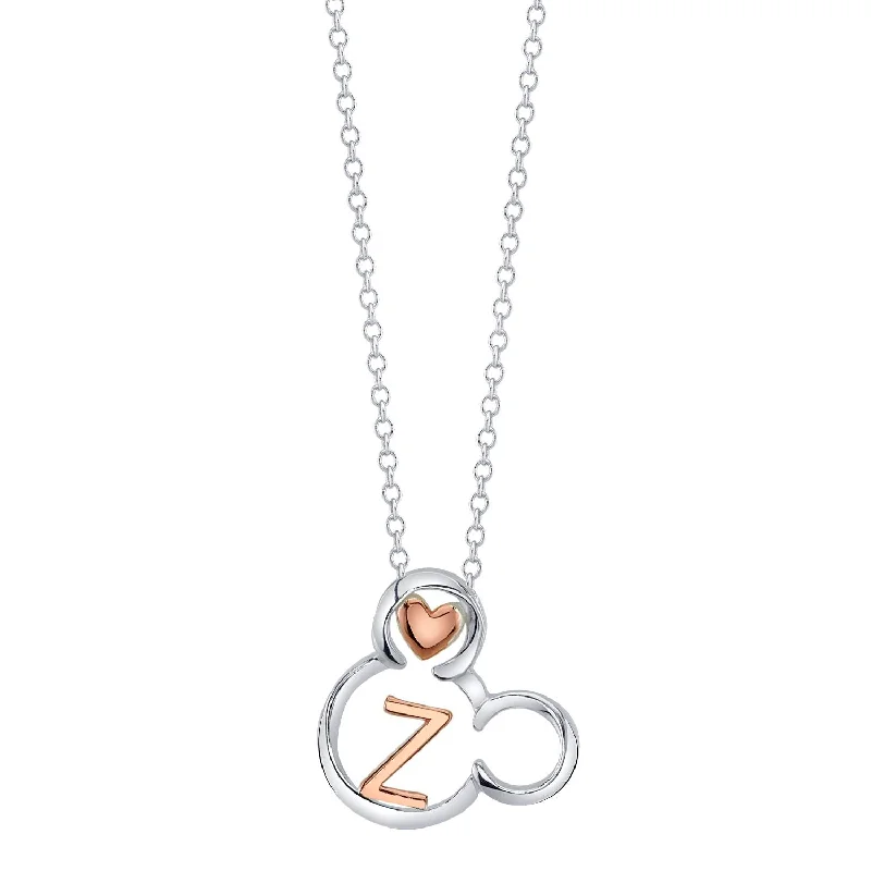 custom initial necklace for friends-Disney Sterling Silver 18-inch Initial Pendant; Initial Z