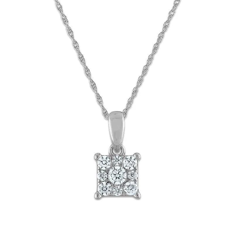 sterling silver pendant for anniversary-EcoLove 1/2 CTW Lab Grown Diamond Cluster 18-inch Pendant in 14KT White Gold