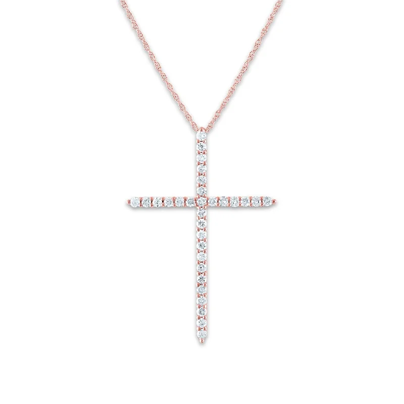 custom initial pendant necklace for girls-EcoLove 14KT Rose Gold 1/2 CTW Lab Grown Diamond 18-inch Cross Pendant